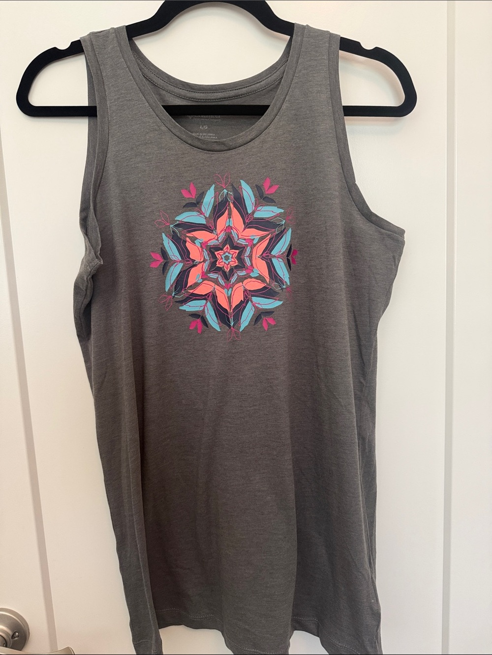 Columbia Gray Tank with Pink & Teal Mandala